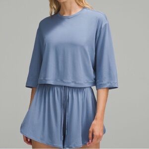 Lululemon Athletica Modal Relaxed Fit Cropped Short Sleeve + HR Lounge Short 3”